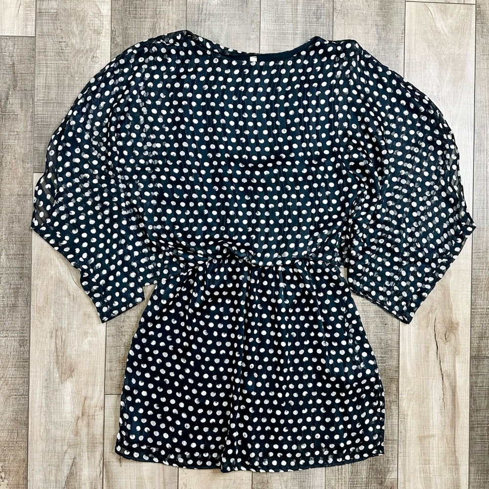 Tyche Black metallic polka dot caftan dress